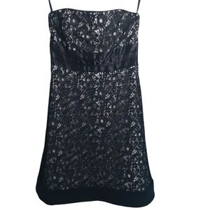 White House Black Market Black Lace Strapless Cocktail Dress Size‎ 8